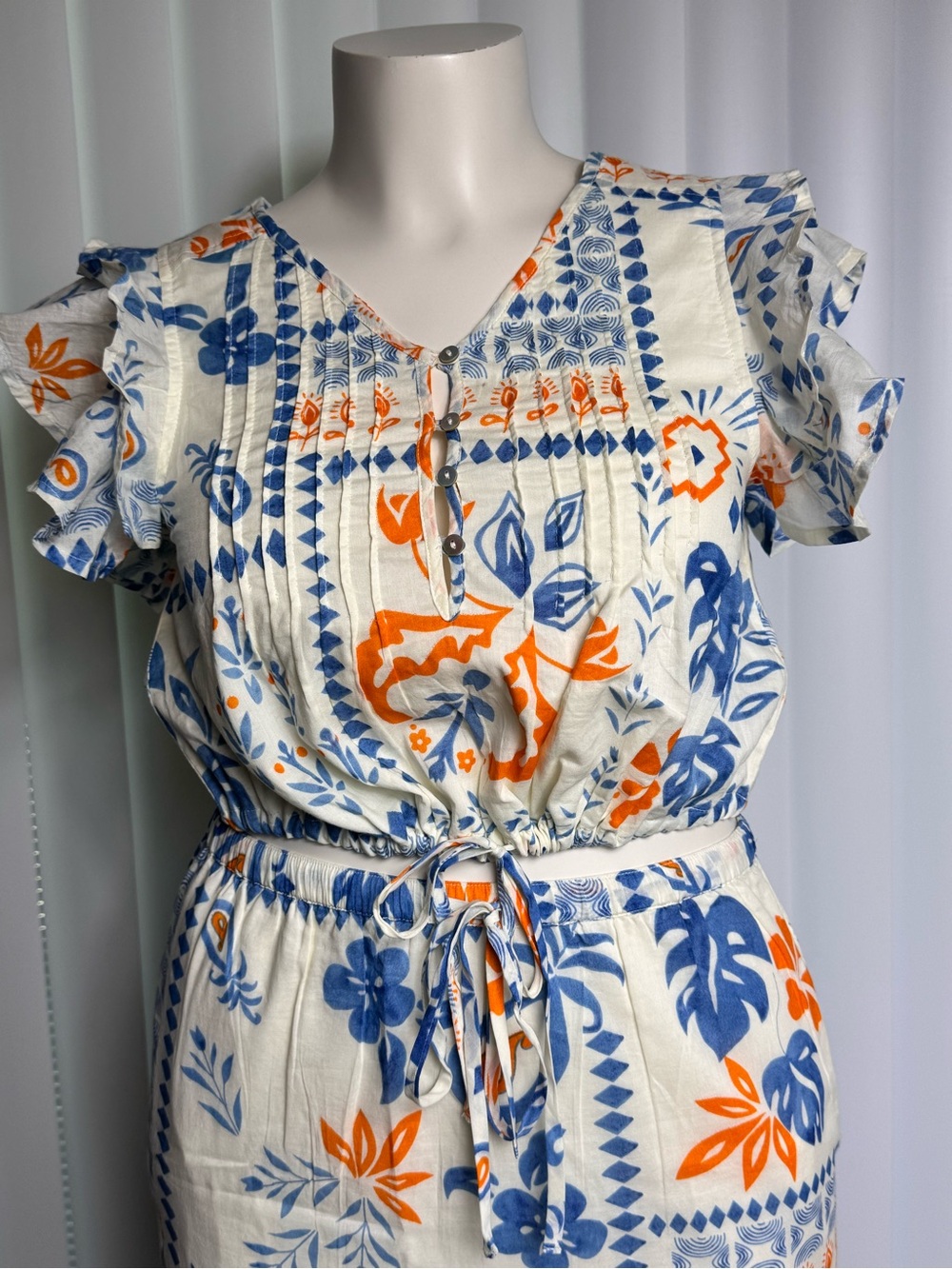 Bila 77 2 Piece Cotton Tropical Floral Skirt Set M NWT Boho Resort Matching Set - Picture 3 of 15